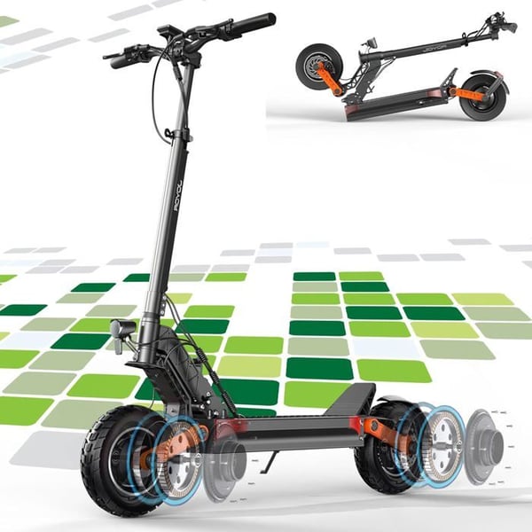 JOYOR S8-S-Z - Elektrisk sparkcykel - Två motorer 600 W, batteri 48 V 26 Ah - Max 55 km/h - Räckvidd 75 km, skivbromsar Svart