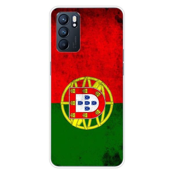 1001Coques - Silikonfodral kompatibelt med Oppo Reno 6 5G - Mönster med Portugals flagga - Originaldesign tryckt i Frankrike