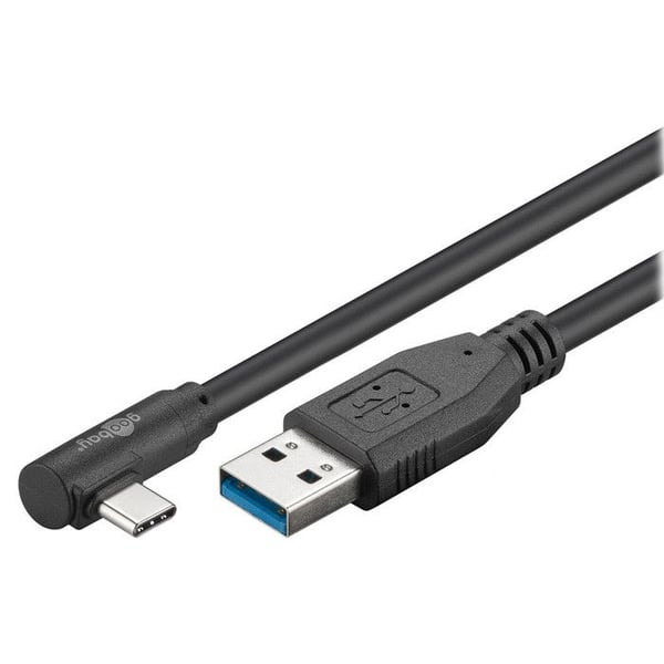 USB 3.0-kabel - GOOBAY - Böjd typ C - 2 m - Svart - Överföring 5 Go/s