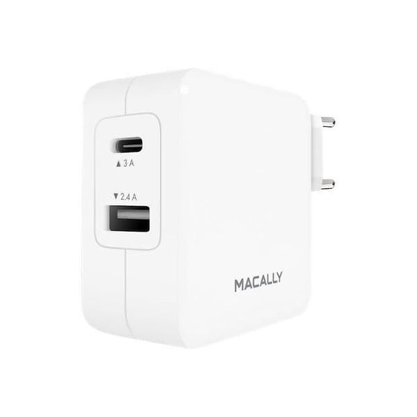 Macally HOME24UCWC Strömadapter 24 Watt 3 A 2 utgångskontakter (USB, USB-C) på kabel: USB-C