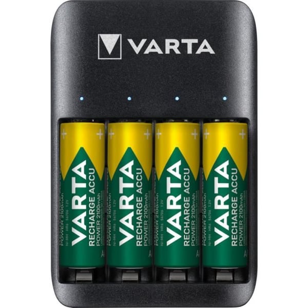 Varta - Value Quattro-laddare för 1 till 4 AA- eller AAA-batterier - inkluderar 4 förladdade 2100 mAh-batterier