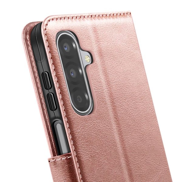 Plånboksfodral - MAYAXESS - Galaxy A17 - Rosa - Avtagbar handrem - Ställfunktion