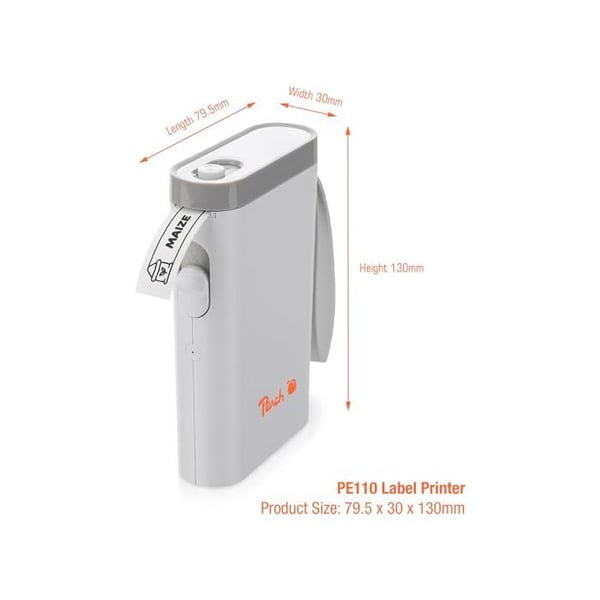 Etikettutskrift - Peach - PE110 - Bluetooth - Kompakt - Vit