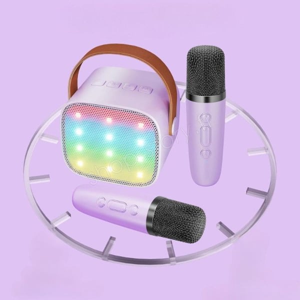 SHOP-STORY - KARAOKIT_VI: Bärbart Karaoke Kit med LED-högtalare och 2 trådlösa Bluetooth-mikrofoner med ljudeffekter - Viole SHOP-STORY - KARAOKIT_VI: Bärbart Karaoke Kit med LED-högtalare och 2 trådlösa Bluetooth-mikrofoner med ljudeffekter - Viole