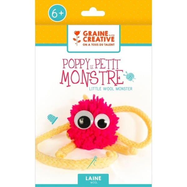 Kreativ kit för barn - GRAINE CRÉATIVE - Poppy - 2 nystan garn - Tricoter - Illustrerad guide