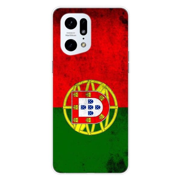 1001Coques - Silikonfodral kompatibelt med Oppo Find X5 Pro - Mönster med Portugals flagga - Originaldesign tryckt i Frankrike