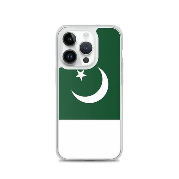 Telefonfodral – Pakistanflagga – Kompatibel med iPhone 14 Pro – Mjukt skydd – Slitstark och stötbeständig – Silikon – Pixelforma