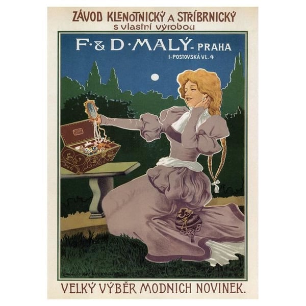 Legendarte - Vintage reklamaffisch F&D Maly - Prag - Målning, tryck på duk cm. 50x70