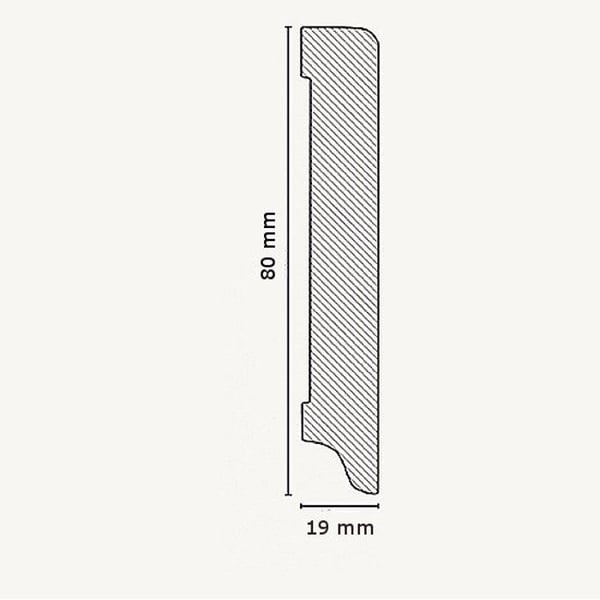 PROVISTON MDF-sockel 19 x 80 x 2500 mm Vit att limma, skruva & spikbelagd MDF-kärna 62,5 meter | 25 stycken