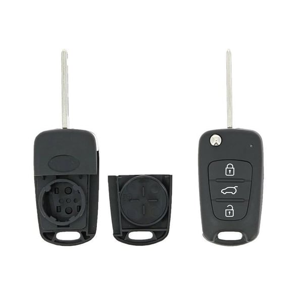 Anpassningsbar Kia nyckelfob 3 knappar - KLEMAX - KIA307 - Knapp 7,4L - Utbytbar blad 3 - Plats för batteri