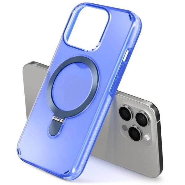 Coque MagSafe för iPhone 15 Pro Max Stöttålig med Fällbart Stöd Blå