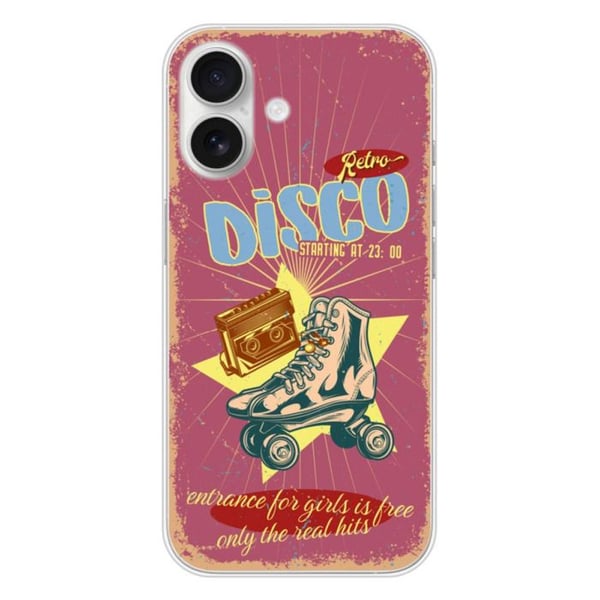 Tryckt silikonfodral som är kompatibelt med Apple iPhone 16 Retro disco