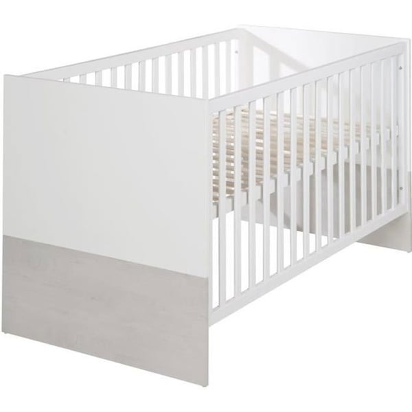 ROBA Evolutionär Spjälsäng Julia 70 x 140 cm - Avtagbara Sidor - Höjdjusterbar - Konverterbar - Tvåfärgat Trä