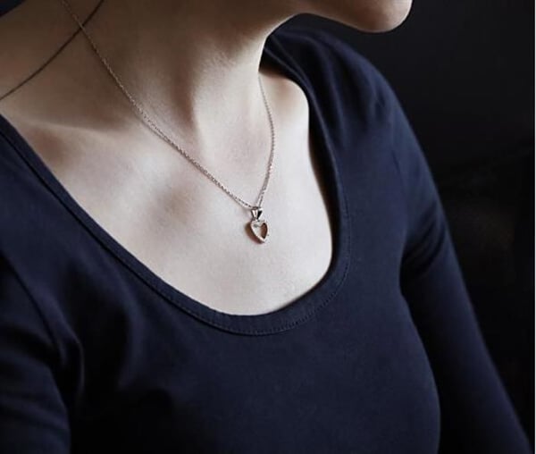 Collier - BENETO - AGS1130/47 - Sterling silver - Hjärtpendant - 47 cm