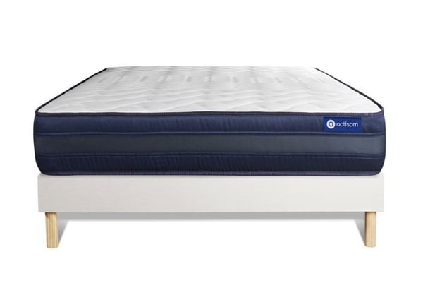 Sängset Matelas Sommier 150x190 cm - Actilatex Tech - Vit Sängram