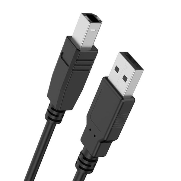 USB-B Hane till USB-A Hane 2.0 för Skrivare 1.5m Kraftkabel Svart