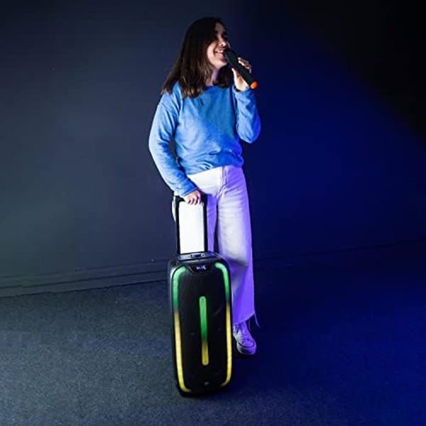 Woxter Rock'n'Roller St - Högtalarvagn med karaokefunktion, 100W, LED-belysning, Bluetooth, SD/USB-läsare, FM, AUX,