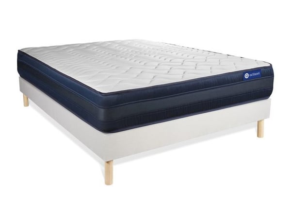 Sängset Matelas Sommier 150x190 cm - Actilatex Tech - Vit Sängram