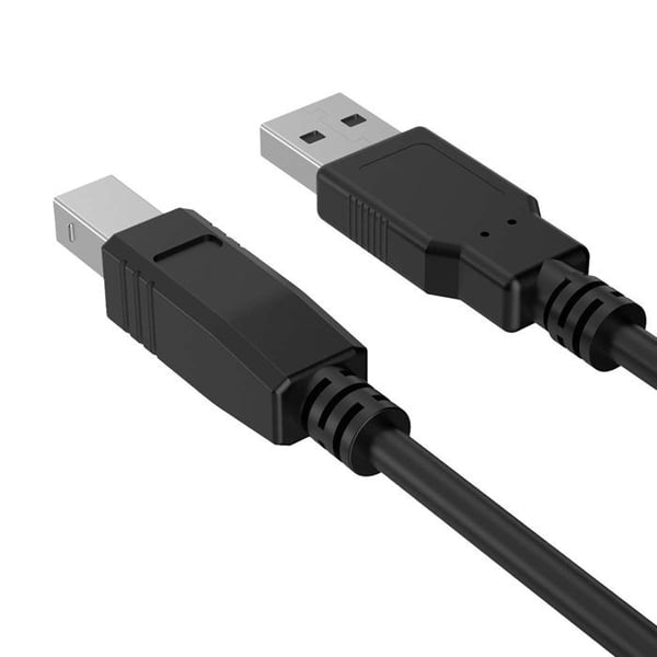 USB-B Hane till USB-A Hane 2.0 för Skrivare 1.5m Kraftkabel Svart