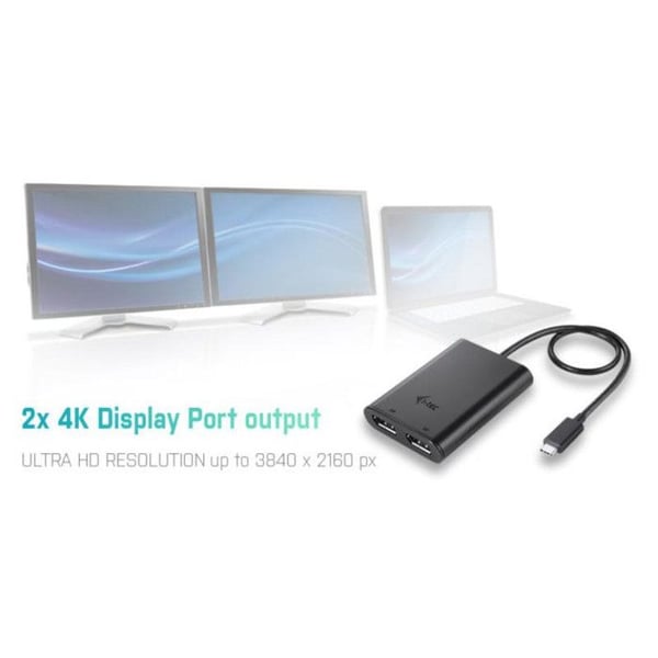 Ekstern videoadapter - I-TEC - C31DUAL4KDP - 2 x DisplayPort - USB-C 3.1 - 4K Ultra HD