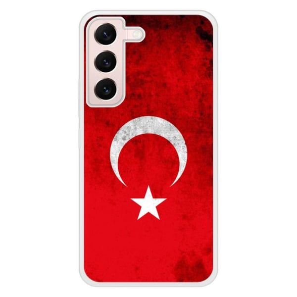 Förstärkt tryckt silikonfodral kompatibelt med Samsung Galaxy S22 Turkiets flagga