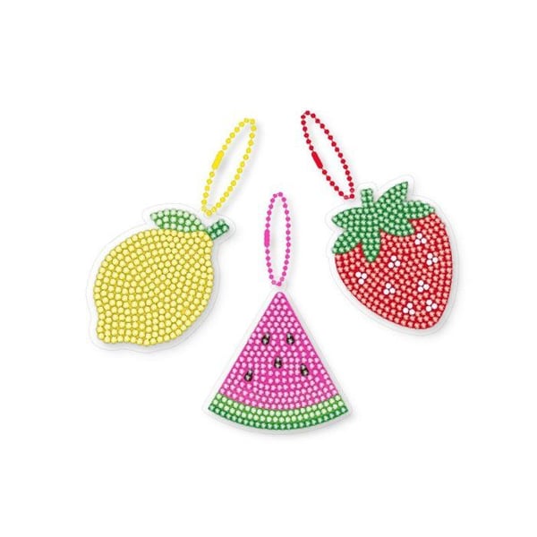 MégaCréa DIY - Nyckelring kit diamond painting Frukter 7,7 till 8 cm 3 stycken
