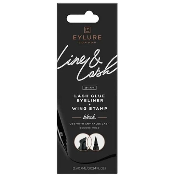 Eylure London Line & Lash 3-i-1 — Eyeliner-lim med vinge, Svart 2×0,7 ml