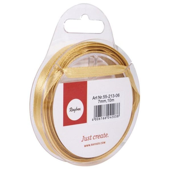 Satinband, 7 mm, rulle 10 m, guld