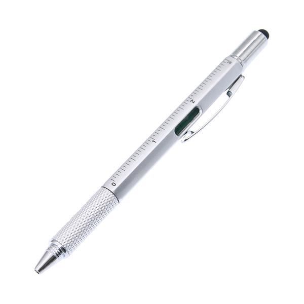 6 i 1 DIY multifunktionspenna penna, nivå, linjal, penna * Längd: 14 cm * Färg: silver * 1 linjal, 1 penna, 1