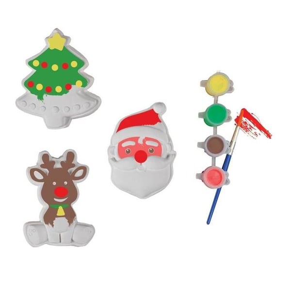 DIY-dekoration kit gips - LILLA CLOWN - Jul - Vit - Set om 3 - Att hänga