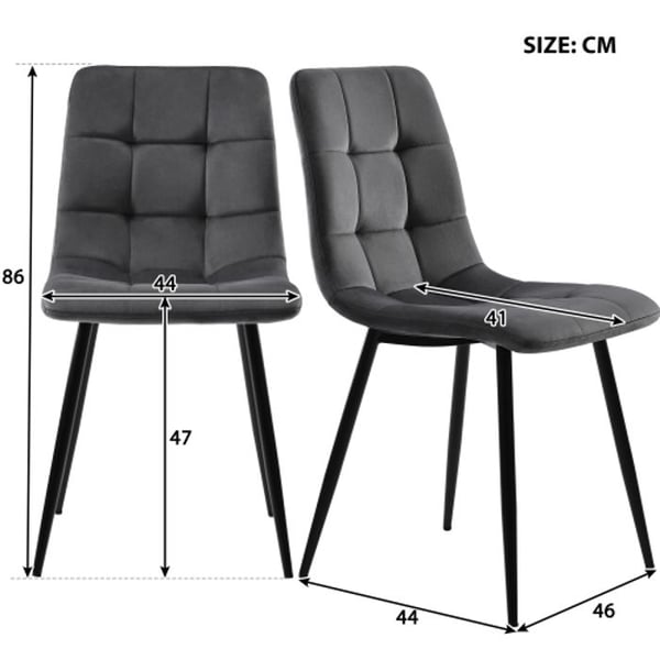 Spisebord - MUVOE - 117 cm - 4 stole - Mørkegrå velour - Sorte ben