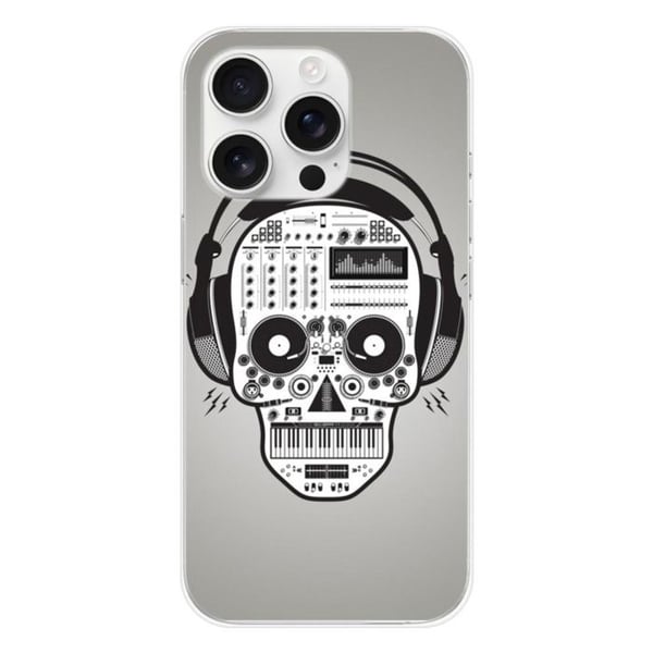 Tryckt silikonfodral som är kompatibelt med Apple iPhone 16 Pro Skull Music