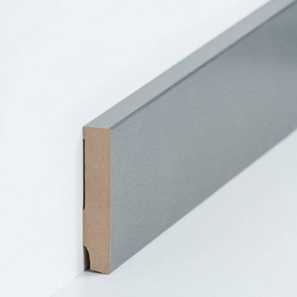 PROVISTON MDF-sockel 16 x 80 x 2500 mm silver att limma, skruva &amp; spikbelagd MDF-kärna 25 meter | 10 stycken