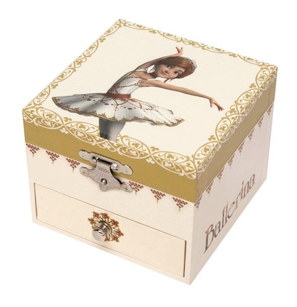 Musikalisk smyckeskrin - Gaumont - Ballerina - Rosa - Trä - 13x10x10 cm