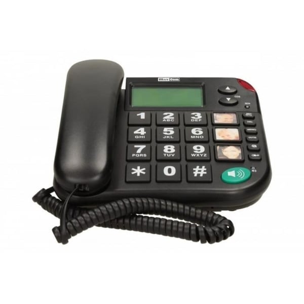 MAXCOM KXT480 sladdtelefon - Stora knappar - Nummerpresentation - Svart