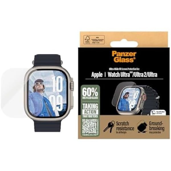Skærmbeskyttelse - PanzerGlass - Apple Watch Ultra 2024 - Tempered glas - Fuld dækning