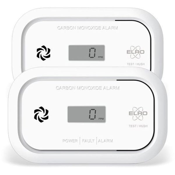 Pack med 2 Kolmonoxid Detektorer ELRO FC5003 | Sensor 10 År | med Visning | 2 Stycken