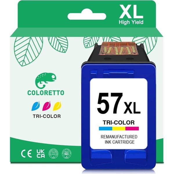 Återtillverkad patron HP 57XL Färg 17 ml – kompatibel med Deskjet/Photosmart/Officejet/PSC (≈500 sidor)