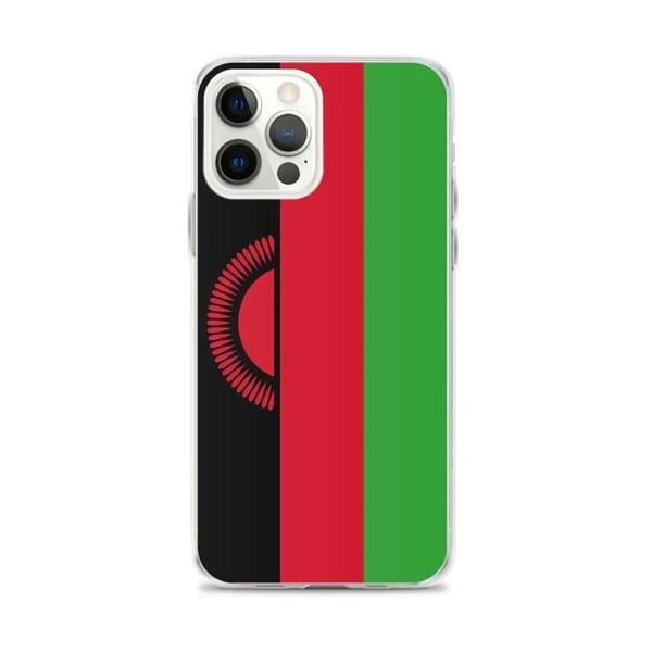 Mobilskal – Malawi Flagga – Kompatibel med iPhone 12 Pro Max – Mjuk Fodral – Slitstark och Stötsäker - Silikon - Pixelforma