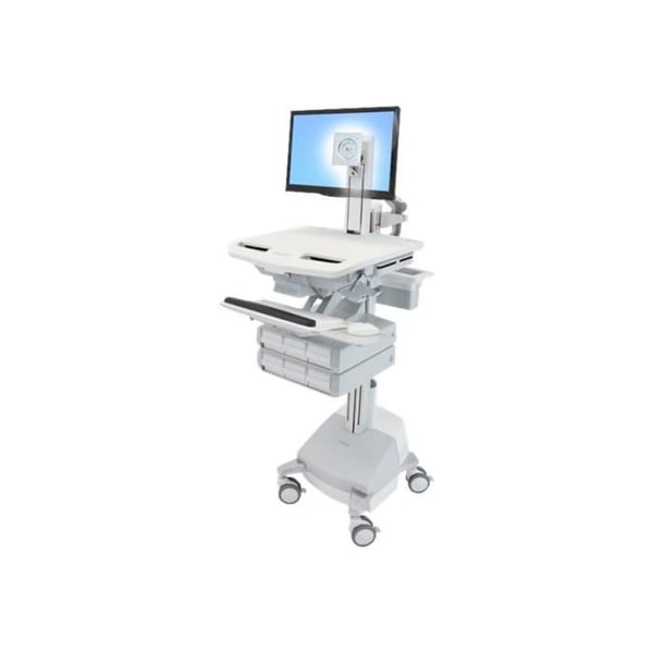 Ergotron Chariot för LCD-skärm-tangentbord-mus-CPU-bärbar dator-barcode-läsare medicinsk aluminium, stål…