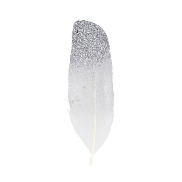 6 silver glitter feathers