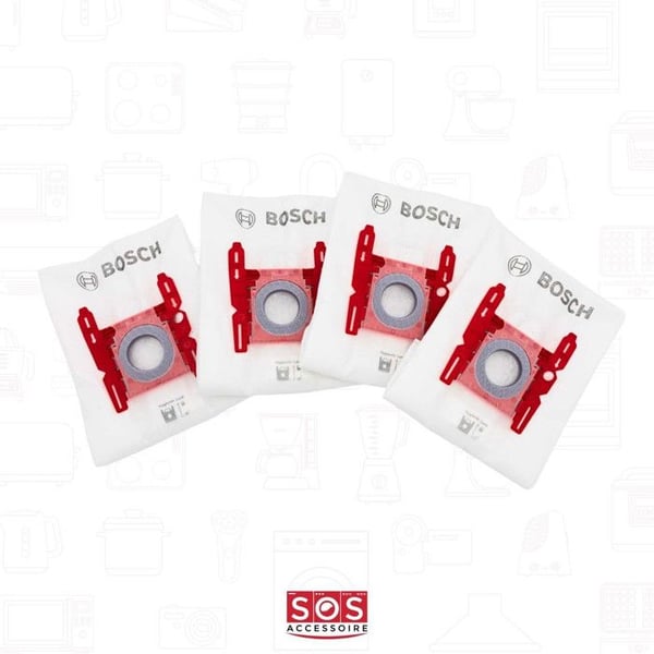 Säck för dammsugare typ G - Bosch - MEGAfilt SuperTEX - 4 säckar + 1 mikrofilt - Hygienisk stängning