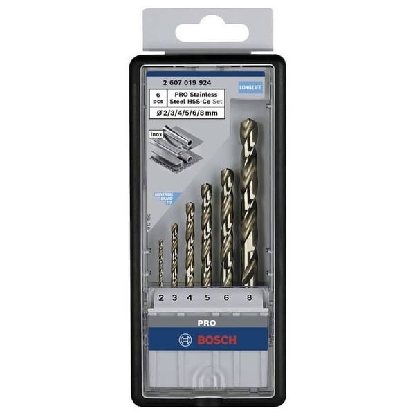 Borr - BOSCH - Robustline 2607019924 - HSS-Co 5% kobolt - Spets 135° - Set 6 st (Ø 2-3-4-5-6-8 mm)