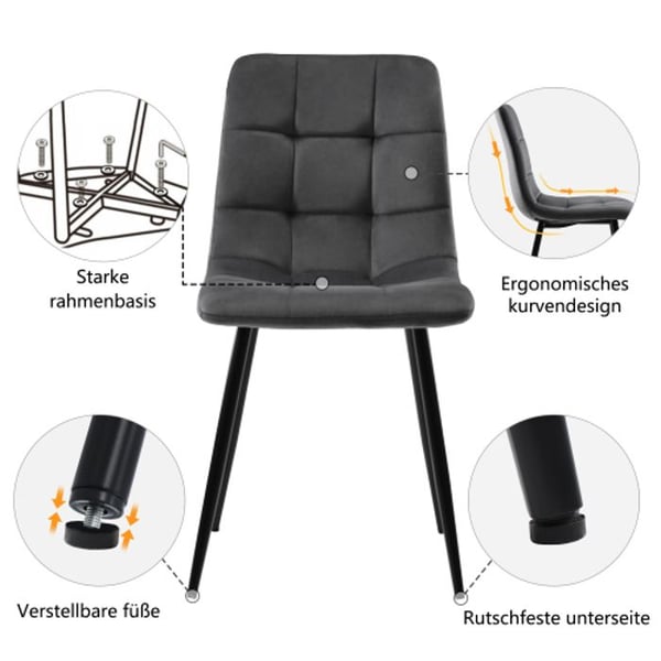 Matbord - MUVOE - 117 cm - 4 stolar - Rektangulär - Modern