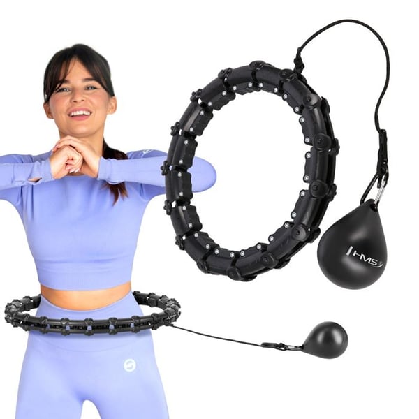 Fitness hoop med vægt - HMS - Justerbar 60-118 cm - 14-24 elementer - ABS + PP - Kuglelejer i rustfrit stål