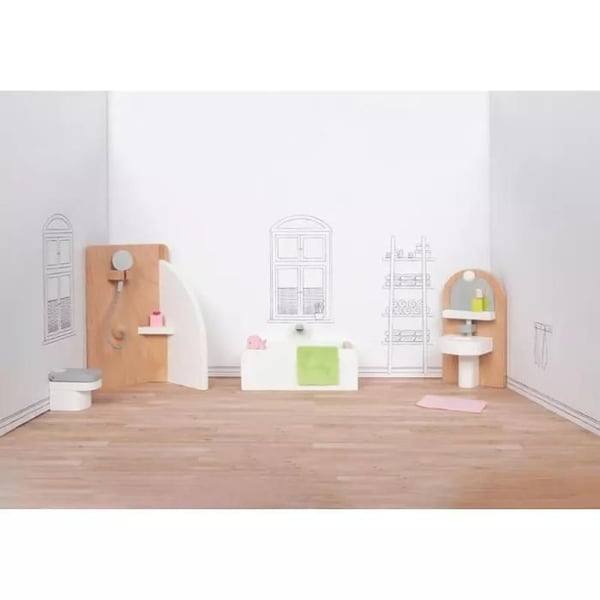 Dukemöbler - Badrum - Badkar i trä - 10 delar - Dimensioner 11,2x6,2x6 cm
