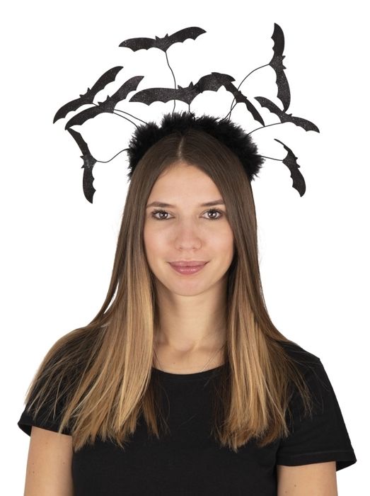 Hårband - LILLA CLOWN - re19130 - Plast - Svarta fladdermöss - One size vuxen