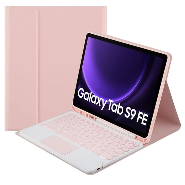 Bluetooth-tangentbordsfodral med pekplatta för Galaxy Tab S9 FE (rosa)