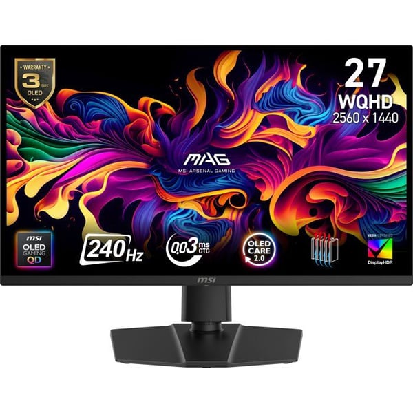 Pelaamiseen tarkoitettu näyttö - MSI - 27'' - QHD - 240Hz - OLED-paneeli - 0,03 ms - Oled