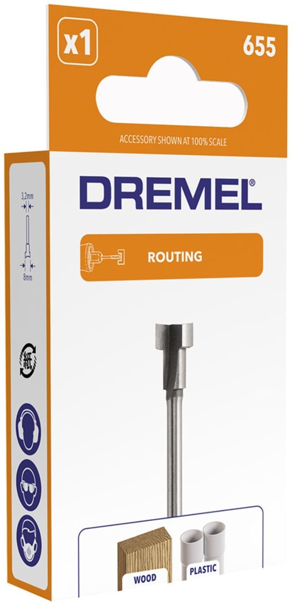 DREMEL 655 fræser (HSS) Ø 8mm - Til træ - Stål - 2 års garanti